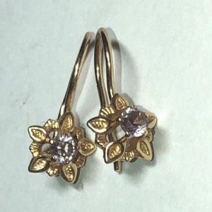 Russian Rose GOLD 583 14K Earrings Alexandrite